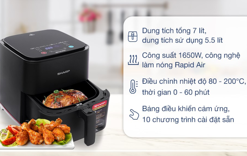 Nồi chiên không dầu Sharp KF-AF70EV-BK