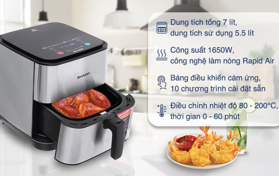 Nồi chiên không dầu Sharp KF-AF70EV-ST