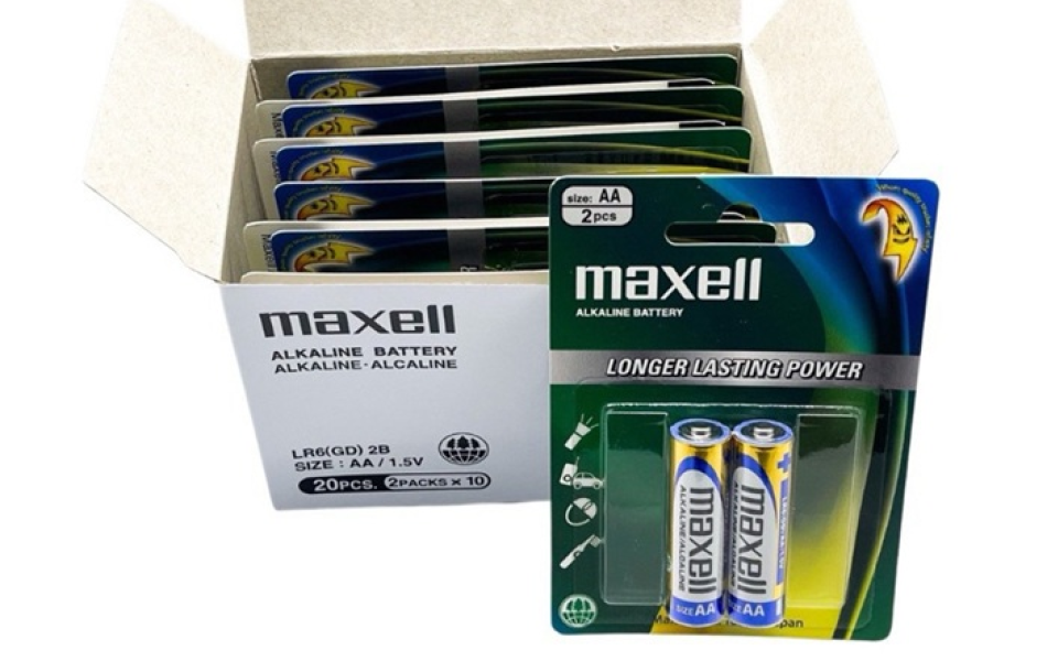 THÙNG PIN TIỂU AA 1.5v MAXELL ALKALINE 1.5V LR03(GD) 2B - VIÊN, VỈ, HỘP, THÙNG - HÀNG CHÍNH HÃNG