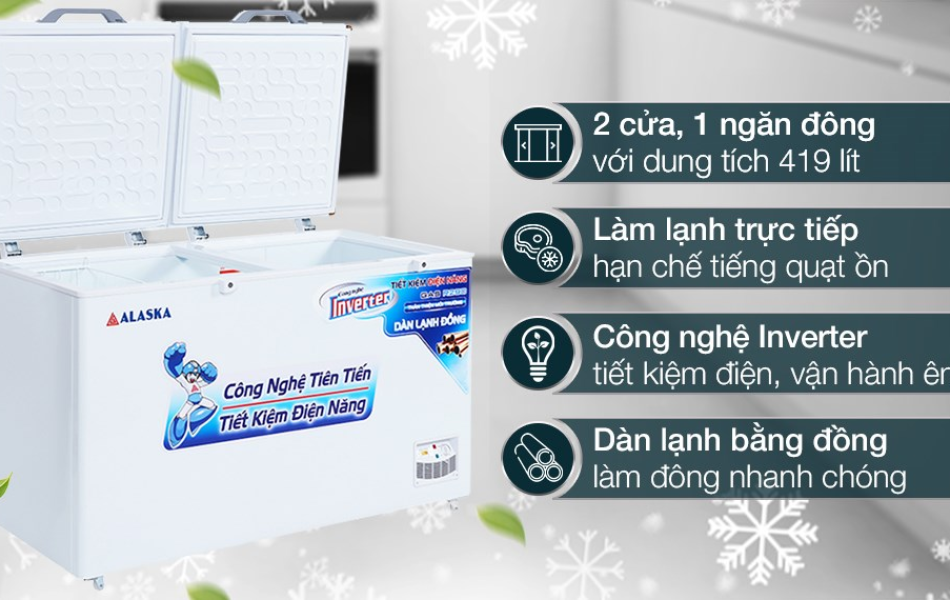 Tủ đông Alaska Inverter 419 lít HB-550CI