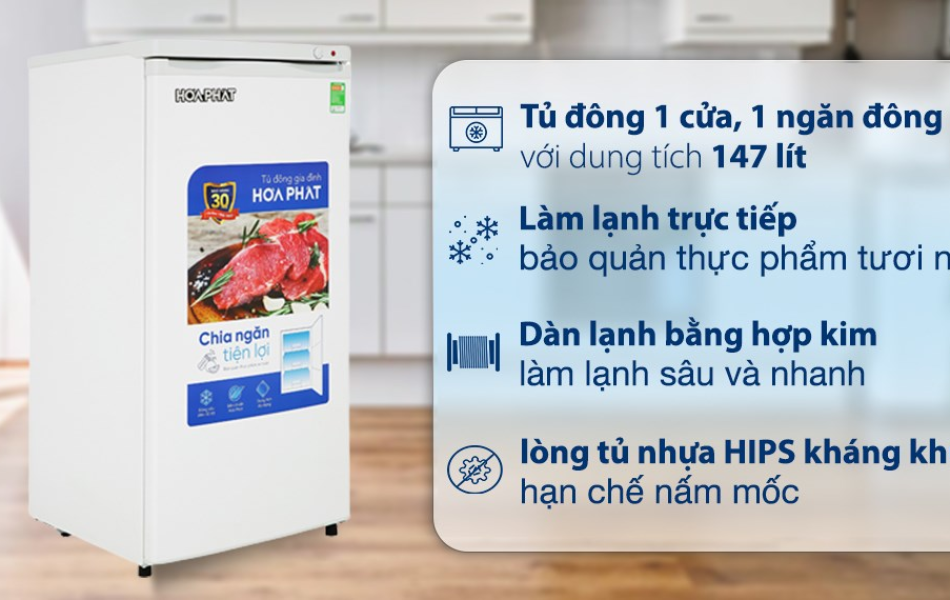 Tủ đông đứng Hòa Phát 147 lít HPF UAH6147