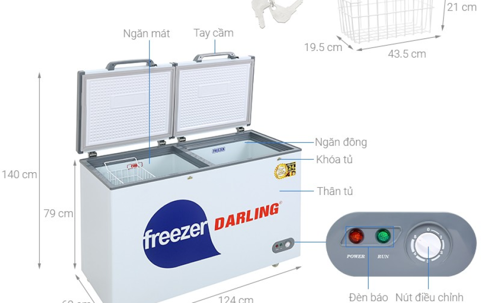 Tủ đông mát 2 ngăn Darling DMF-2999WE 230 lít