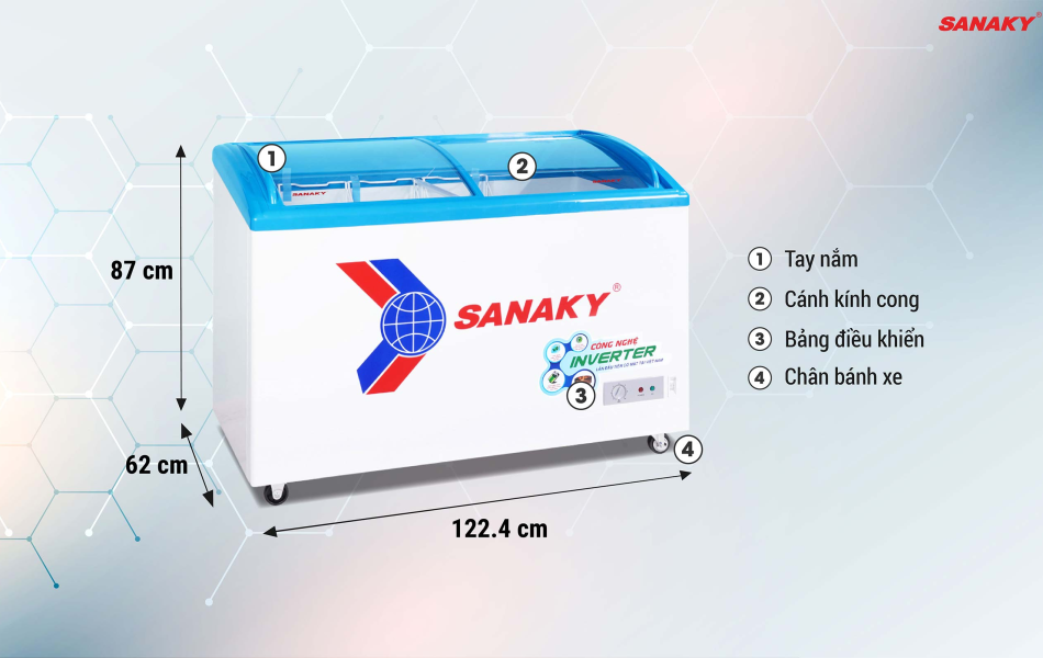 Tủ Đông Mặt Kính Cong Sanaky 340lít VH-4899K3