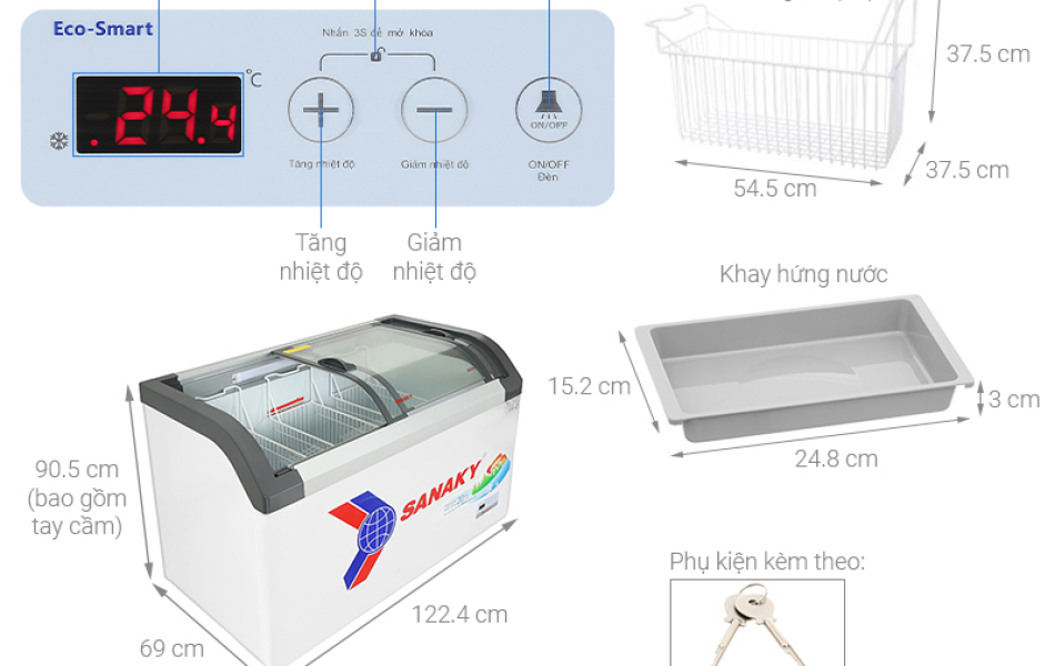Tủ Đông Mặt Kính Cong Sanaky 350lít VH-4899KB