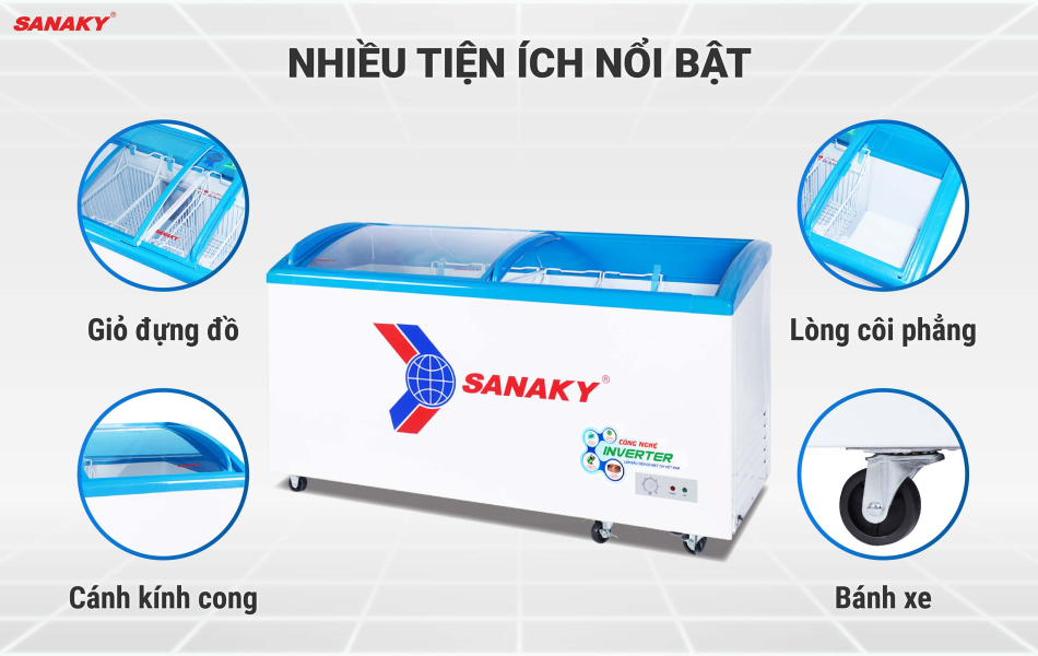 Tủ Đông Mặt Kính Cong Sanaky 450lít VH-6899K3