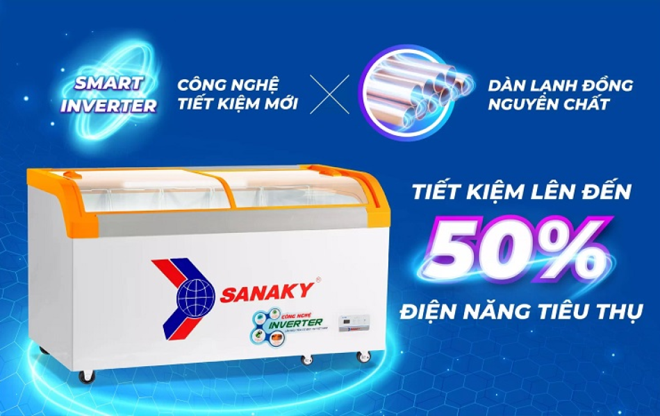 Tủ Đông Mặt Kính Cong Sanaky 500lít VH-899K3A