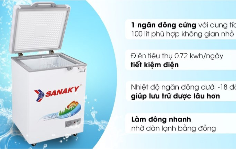 Tủ Đông Sanaky 100 Lít Sanaky VH-1599HY