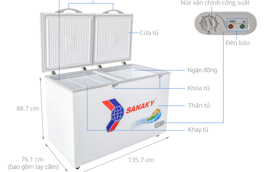 Tủ đông Sanaky 410 lít VH5699HYK