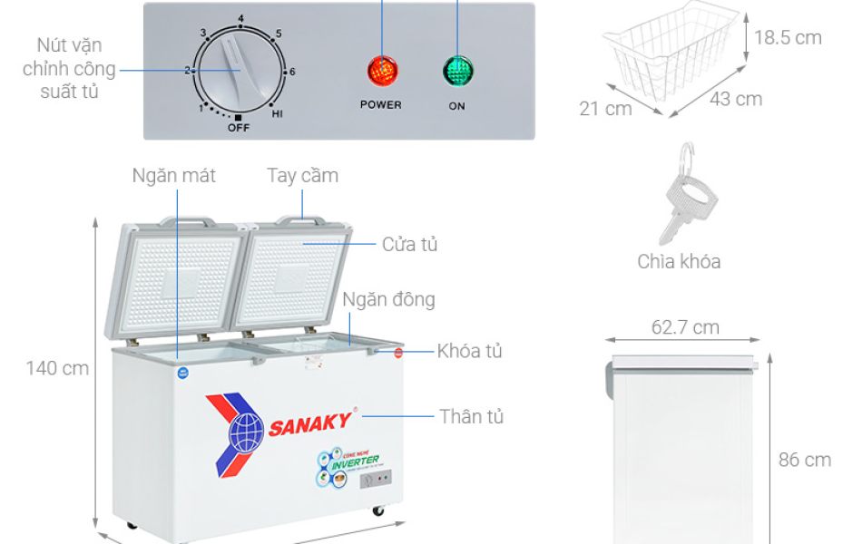 Tủ đông Sanaky Inverter 260 lít VH-3699W4K