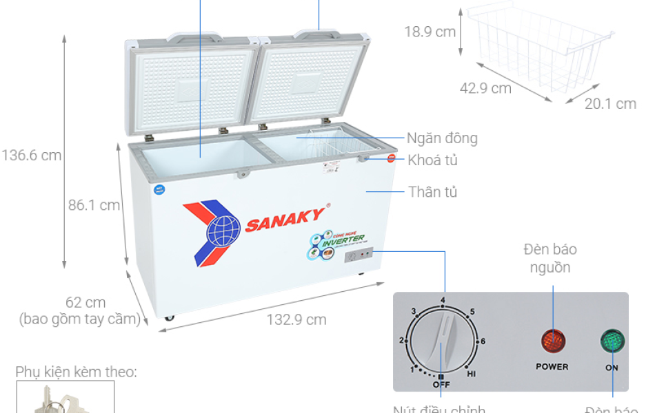 Tủ Đông Sanaky Inverter 280 Lít VH-4099W4K