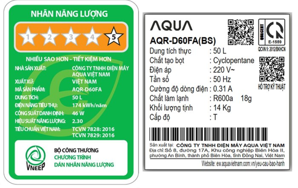 Tủ lạnh Aqua 50Lít AQR-D60FA(BS)