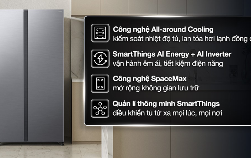 Tủ lạnh Samsung Inverter Side By Side 655 lít RS70F65Q3TSV