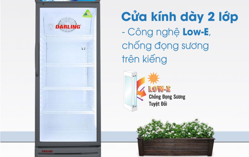 TỦ MÁT 1 CÁNH DARLING INVERTER 320L DL-3200A3 KÍNH LOW-E ĐEN