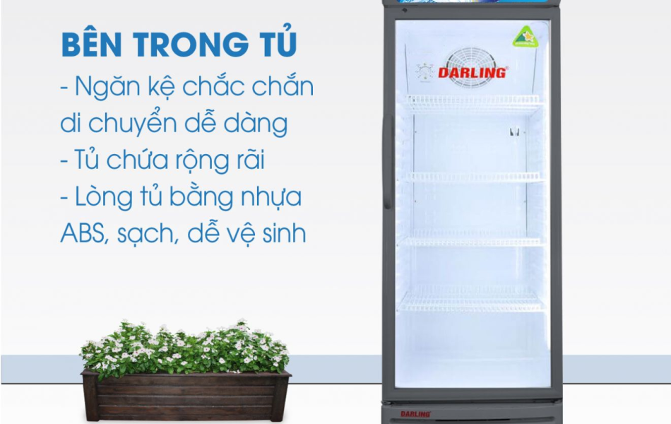 TỦ MÁT 1 CÁNH DARLING INVERTER 320L DL-3200A3 KÍNH LOW-E ĐEN
