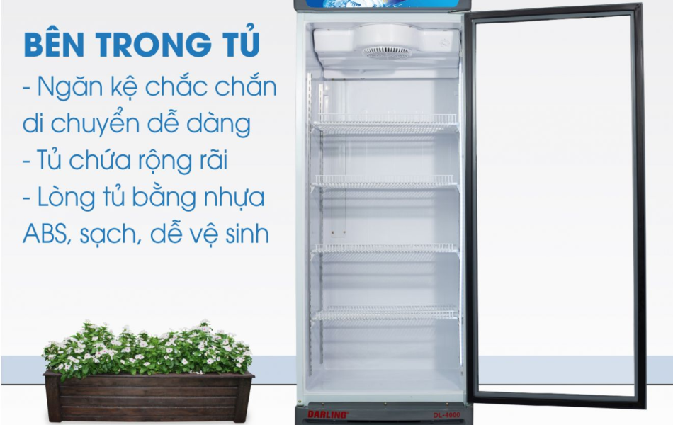 TỦ MÁT 1 CÁNH DARLING INVERTER 450L DL-4000A3 KÍNH LOW-E ĐEN