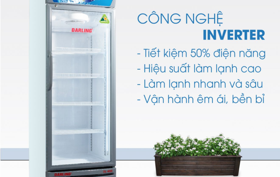 TỦ MÁT 1 CÁNH DARLING INVERTER 450L DL-4000A3 KÍNH LOW-E ĐEN