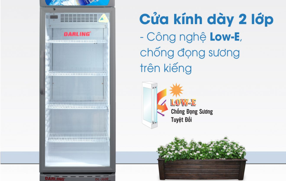 TỦ MÁT 1 CÁNH DARLING INVERTER DL-3600A5 380L KÍNH LOW-E ĐEN