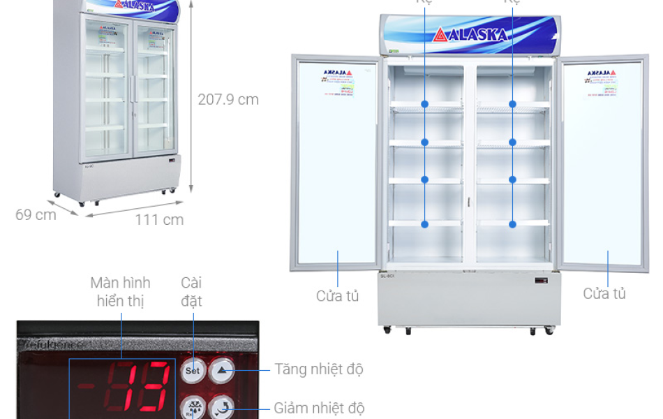 Tủ mát 2 cánh Alaska 960 lít LC-1000C