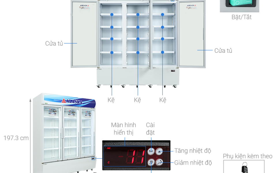 Tủ mát 3 cánh Alaska 1200 lít LC-1200C3