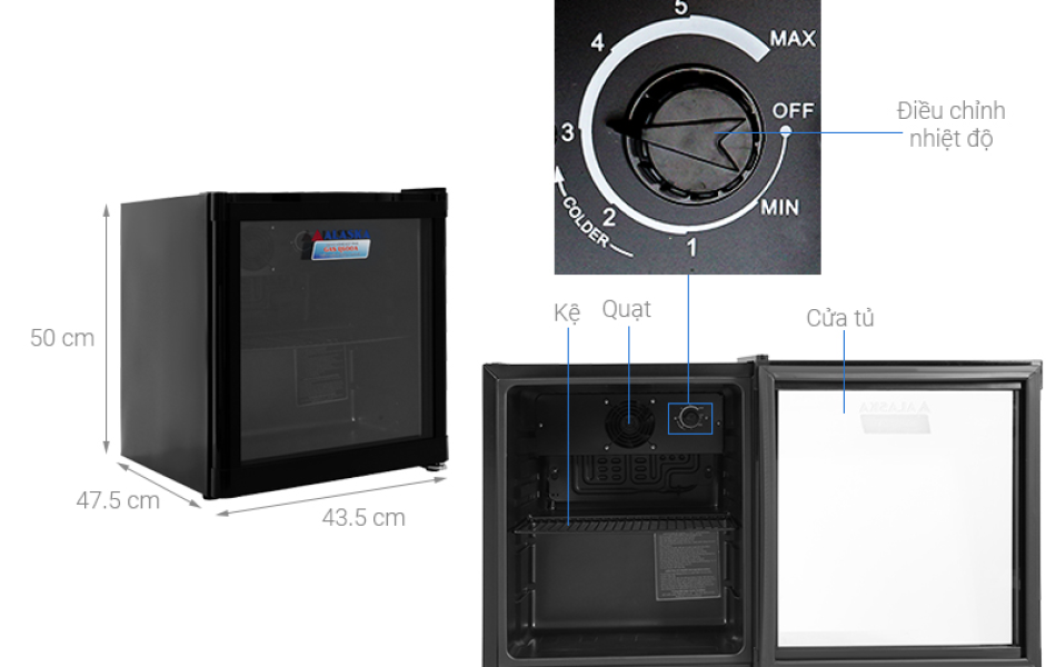 Tủ mát mini Alaska 50 lít LC-50- màu đen