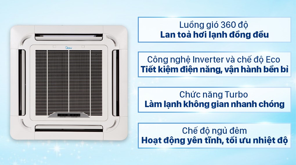 Điều hòa âm trần đa hướng Midea Inverter Mono 36000Btu MCD1-36CRDN8
