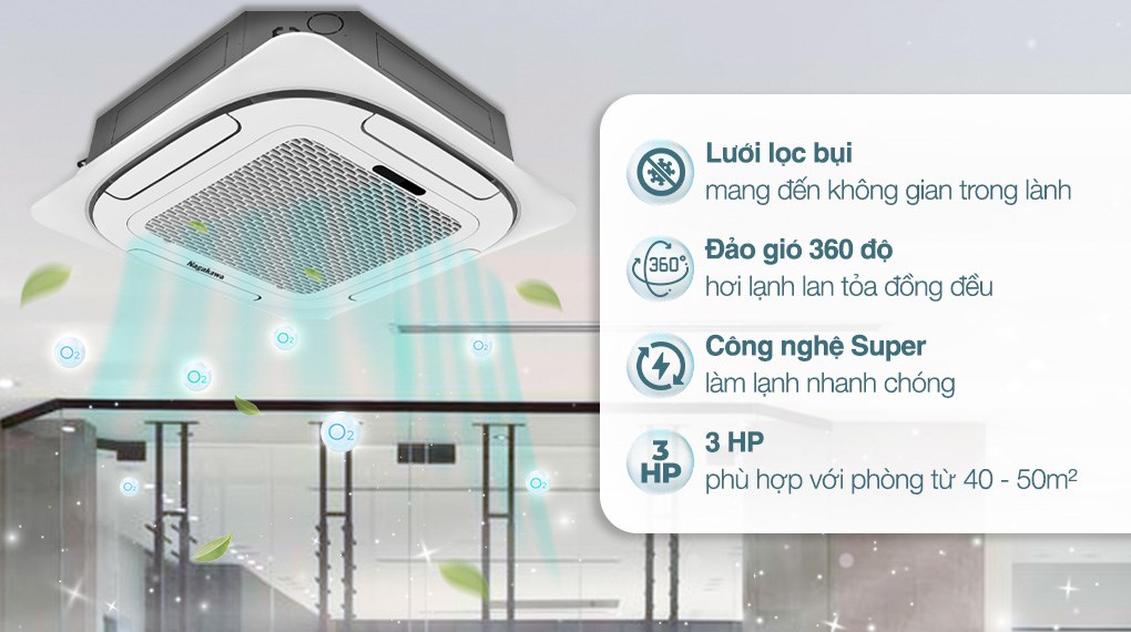 Điều hòa âm trần đa hướng Nagakawa Mono 28000Btu NT-C28R1T20
