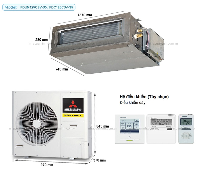 Điều hòa âm trần nối ống gió Mitsubishi Heavy 45000BTU 1 chiều FDUM125CSV-S5