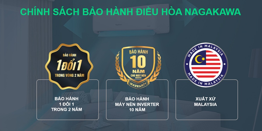 Điều hòa 1 chiều Nagakawa 1.5HP Inverter NIS-C12R2U51