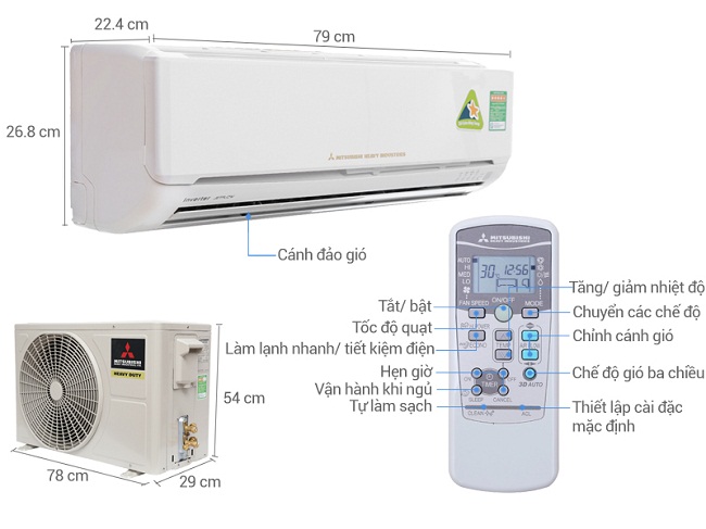 Điều hòa Mitsubishi Heavy inverter 1.5HP SRK/SRC13YXS-W5