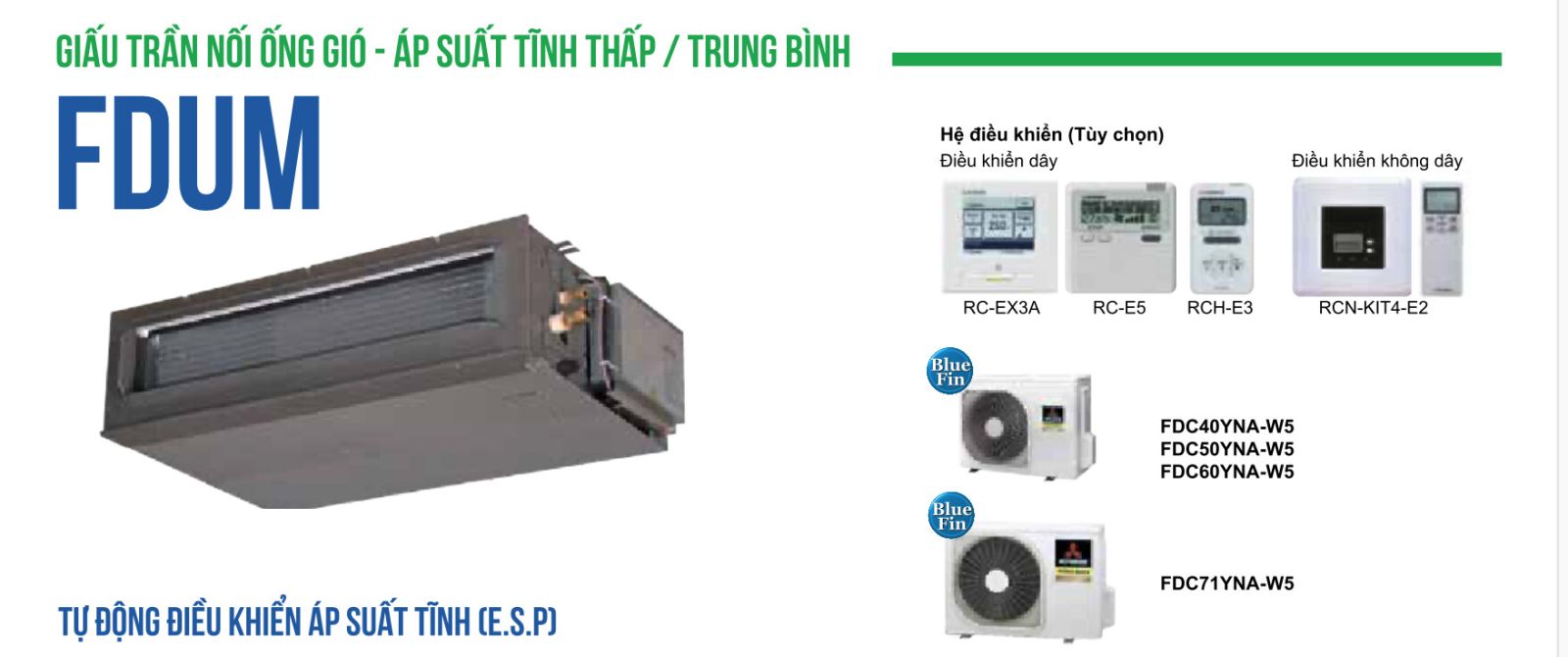 Điều hòa nối ống gió Mitsubishi Heavy inverter 50000BTU FDU140YA-W5