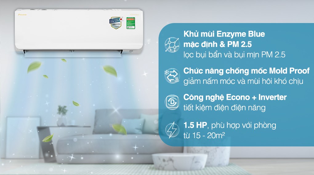 Máy lạnh Inverter Daikin 1.5hp Cao cấp FTKY35WAVMV