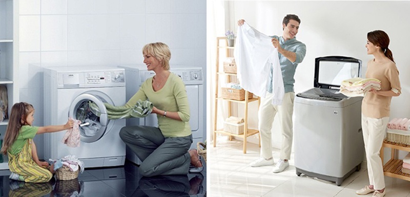 máy giặt lồng ngang Inverter và máy giặt lồng đứng thường