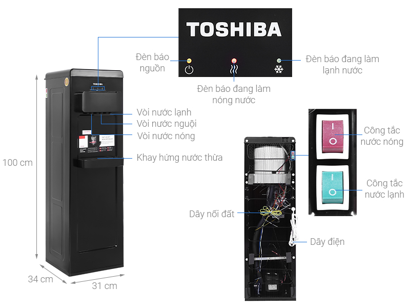 CÂY NƯỚC NÓNG LẠNH TOSHIBA RWF-W1917TV(K)