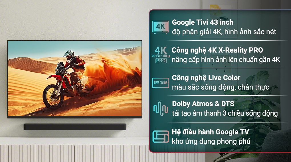 Google Tivi Sony 4K 43 inch K-43S25VM2 (Model 2025)