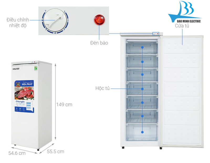 Tủ đông đứng Hòa Phát 106 lít HPF UAH6106