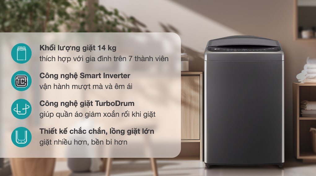 Máy giặt lồng đứng LG Inverter 14kg T2514VBTB