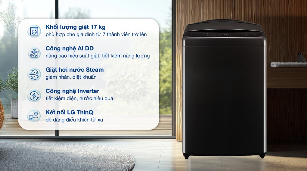 Máy giặt lồng đứng LG Inverter 17kg TV2517SV7J