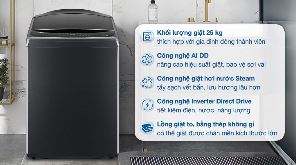 Máy giặt lồng đứng LG Inverter 25kg TV2725SV9J