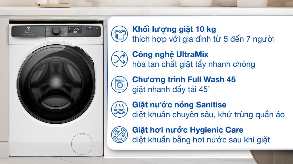 Máy giặt lồng ngang Electrolux Inverter 10kg EWF1023P5WC