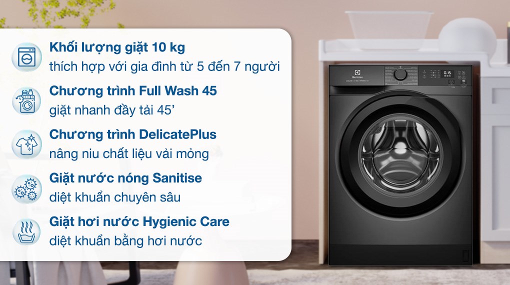 Máy giặt lồng ngang Electrolux Inverter 10kg EWF1024D3SC