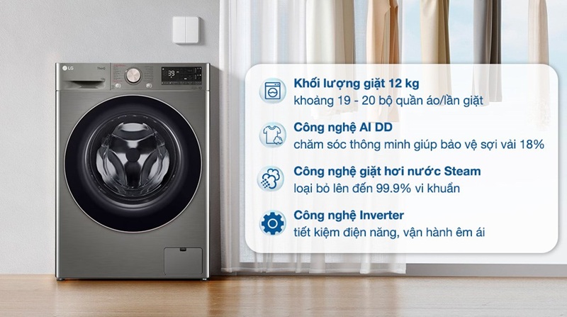Máy giặt lồng ngang LG AI DD Inverter 12Kg FV1412S3PA
