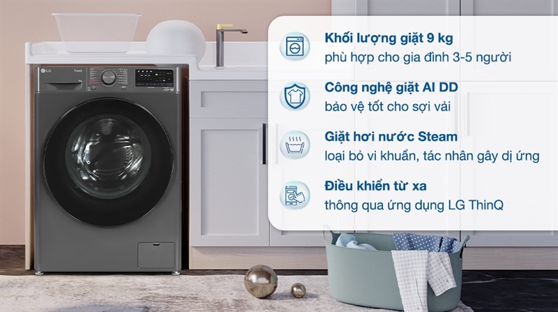 Máy giặt lồng ngang LG AI DD Inverter 9Kg FV1409S4M