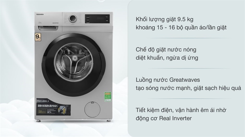 Máy giặt lồng ngang Toshiba Inverter 8.5Kg TW-BK95S3V(SK)