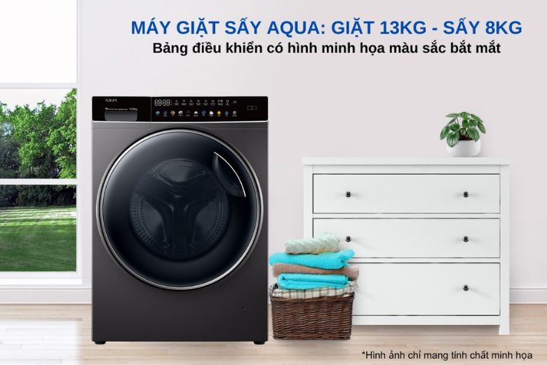 Máy giặt sấy Aqua Inverter giặt 13 kg - sấy 8 kg AQD-DH1300H.PS