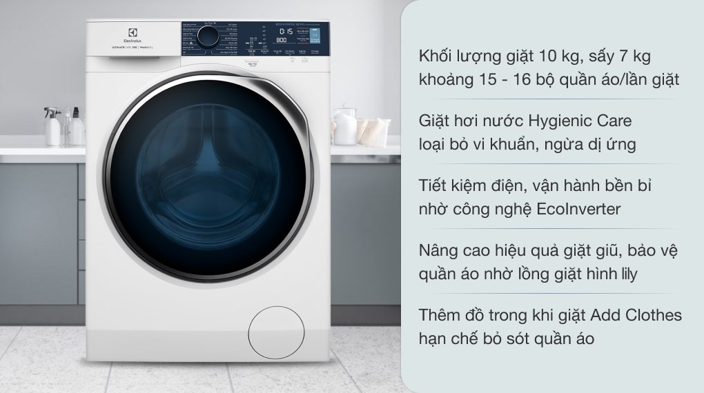 Máy giặt sấy Electrolux UltimateCare 500 Inverter giặt 10 kg - sấy 7 kg EWW1024P5WB