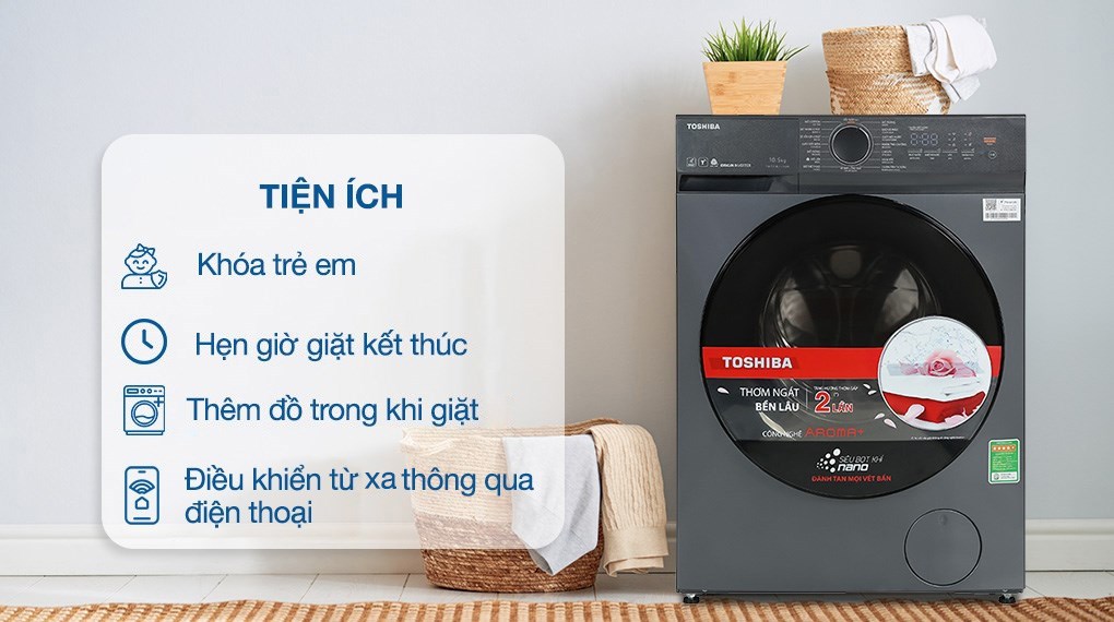 Máy giặt sấy Toshiba Inverter giặt 13 kg - sấy 8 kg TWD-T21BU140UWV(MG)