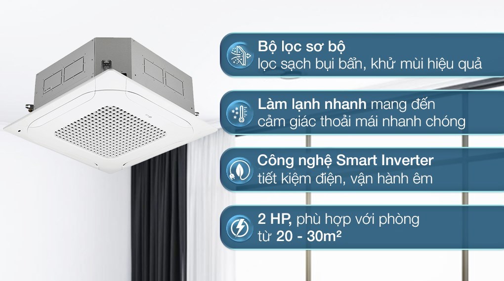 Máy lạnh âm trần 4 hướng LG Inverter 2 HP ZTNQ18GPLA0