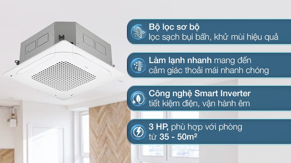 Máy lạnh âm trần 4 hướng LG Inverter 3 HP ZTNQ30GNLE0