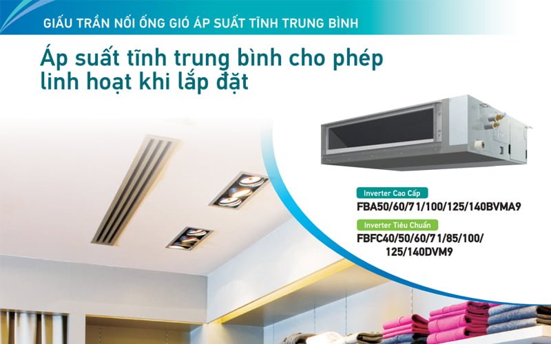 Máy lạnh âm trần nối ống gió Daikin Inverter 5HP FBFC125DVM9/RZFC125DY1 3 pha