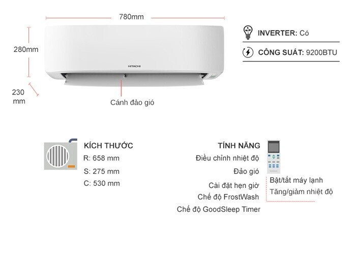 Máy lạnh Hitachi Inverter RAK/RAC-DJ10PCASVX